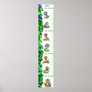 Poster Drôle Cartoon Dinosaures Graphique de croissance