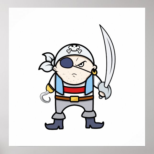 Poster Drôle Cartoon Pirate Kid (Devant)