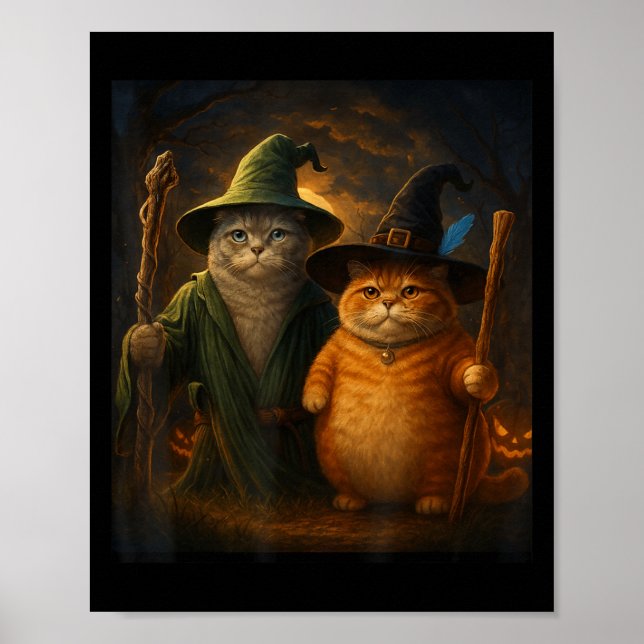 Poster Drôle Chat Halloween Chat Assistant de mème de cha (Devant)