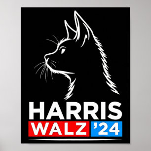 Poster Drôle Chat Lady Kamala Harris Waltz 2024 Election