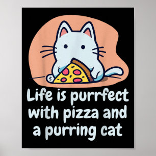 Poster Drôle Chat Pizza Lover Kitten Cute Chat Hilarious