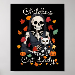 Poster Drôle Chat sans enfant Lady Costume d'Halloween Pa