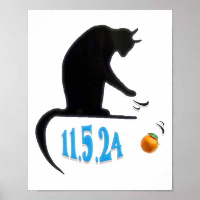 Poster Drôle Chat Swatant Orange Off Table Sur La Date De (Devant)