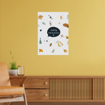 Drôle chats de dessin animé avec balais, citrouill