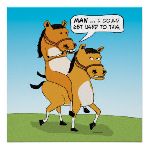 Poster Drôle cheval équitation