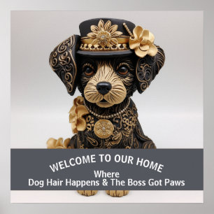 Poster Drôle chien ami animal de compagnie accueil averti