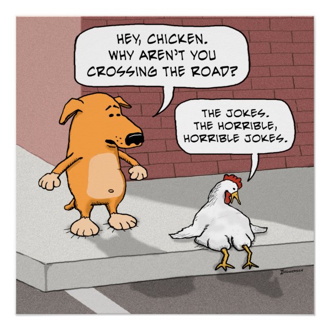 Poster drôle Chien et poulet (Devant)