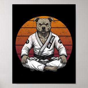 Poster Drôle Chien Vintage Brésilien Jiu Jitsu Retro Grap