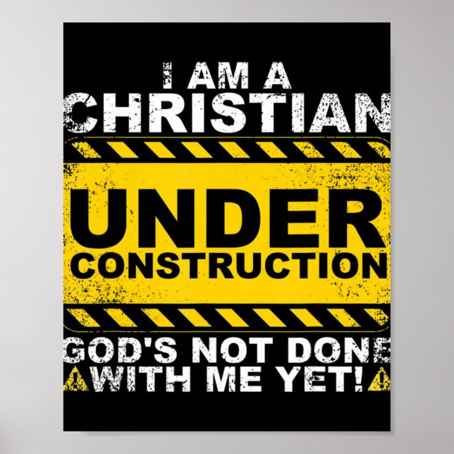 Poster Drôle Chrétien en construction Cadeau Catholique M (Devant)