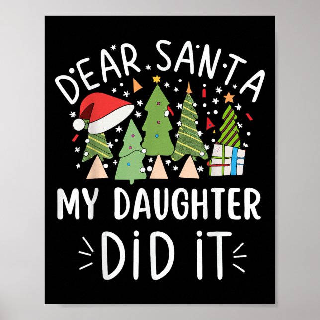 Poster Drôle Citation de Noël Cher Père Noël Mon Daught (Devant)