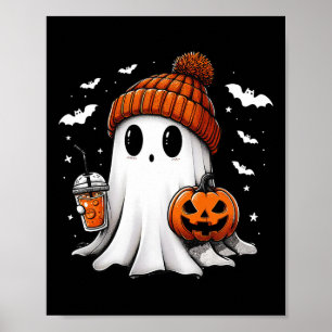 Poster Drôle Citrouille fantôme Jack O Latern Saison Éffr