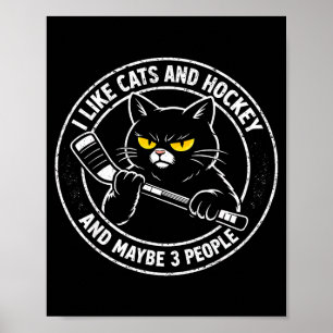 Poster Drôle comme les chats hockey et peut-être 3 person
