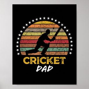 Poster Drôle Cricket Papa Joueur Fan Coach Citation Graph