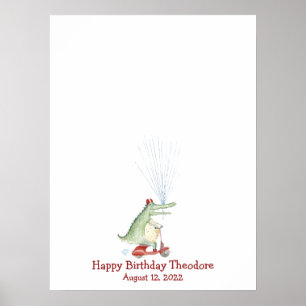 Poster Drôle Crocodile Thumbprint Livre d'invités