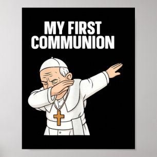 Poster Drôle Dabbing Pape Mon premier cadeau de communion