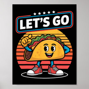 Poster Drôle Dabbing Taco Allons-y Trump poulets Retro S