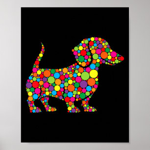 Poster Drôle Dachshund Amoureux de les chiens Polka Dot H