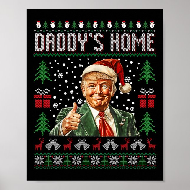 Poster Drôle Daddy's Home Trump laide pull de Noël Xm (Devant)