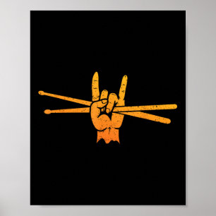 Poster Drôle d'art de batteur pour hommes femmes enfants 