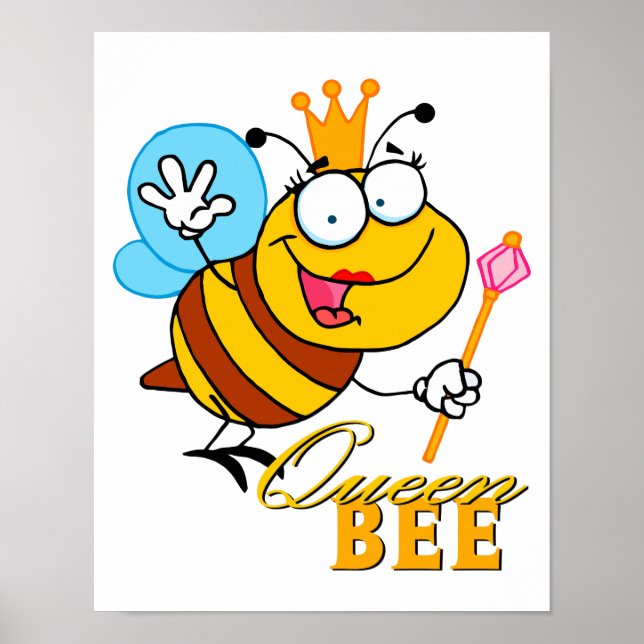 Poster drôle de bande dessinée queen bee avec texte (Devant)
