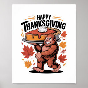 Poster Drôle de Bigfoot Tarte au Citrouille Joyeux Thanks