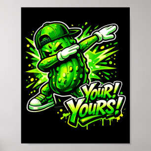 Poster Drôle de cornichon dabbing légume vert homme femme