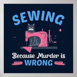 Poster drôle de couture mot art chat