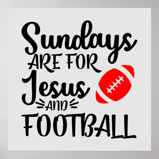 Poster drôle de dimanche football Jésus mot art (Devant)