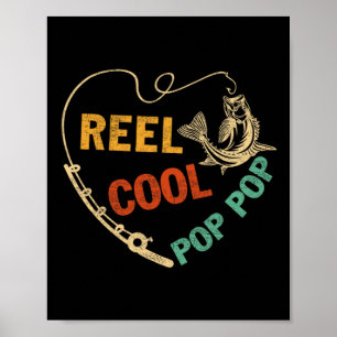Poster Drôle de fête des pères vintage moulinet de pêche 