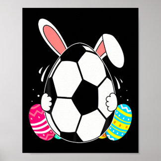 Poster Drôle de foot avec des oreilles de lapin jour de P