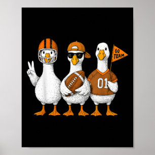 Poster Drôle de jeu de football d'automne de canard d'oie