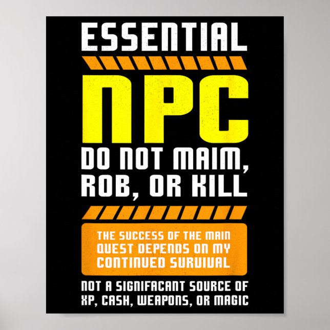 Poster Drôle de joueur Npc essentiel et personnage non jo (Devant)