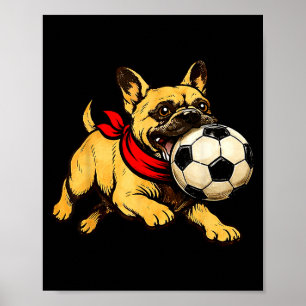 Poster Drôle de journée de jeu de football de chien Boule