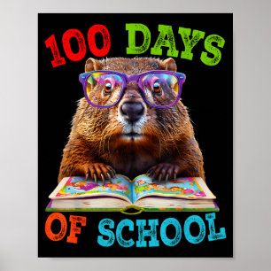 Poster Drôle de marmotte 100e jour d'école Enseignant Ter
