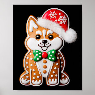 Poster Drôle de pain d'épice Sibérien Husky Chien Noël Fe