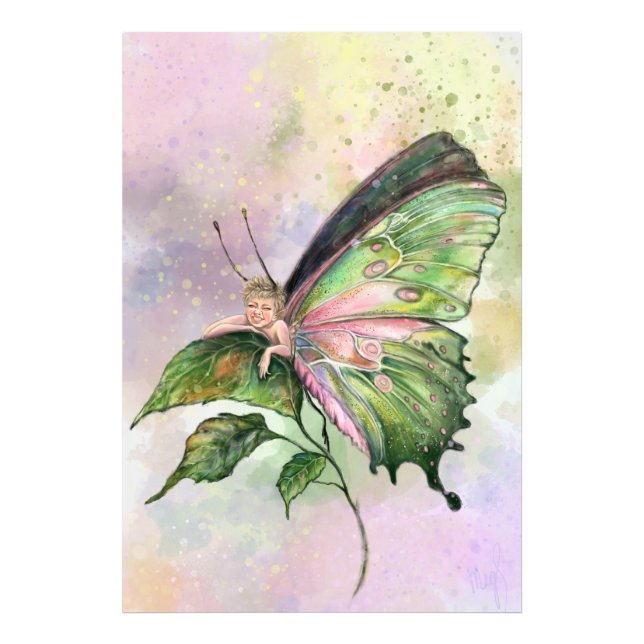 Poster drôle de papillon d'art (Devant)