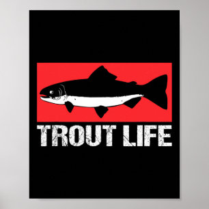 Poster Drôle de pêcheur de truite de lac Pêche à la truit