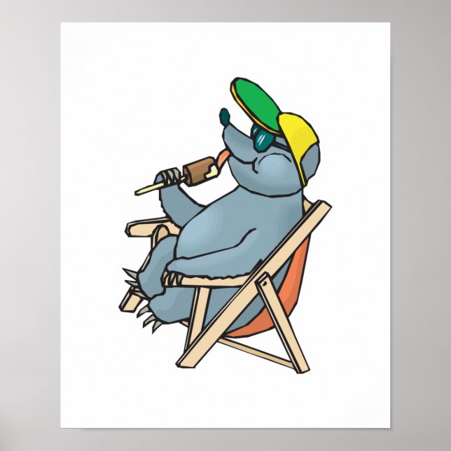 Poster drôle de phoque manger glace (Devant)