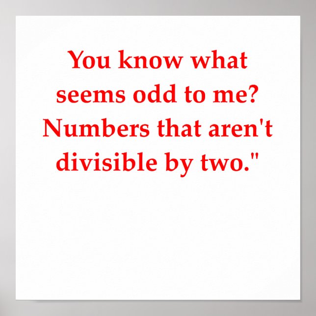 Poster drôle de plaisanterie mathématique (Devant)