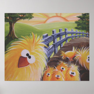 Poster drôle de poulet 16x20