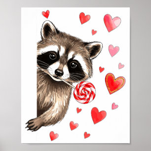Poster Drôle de Raton Laveur Sauvage Saint-Valentin Humou
