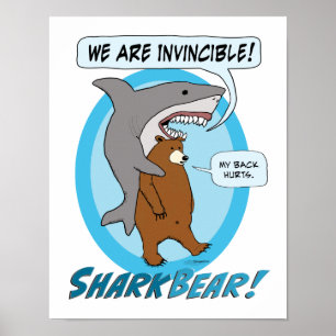 Poster drôle de requin et d'ours