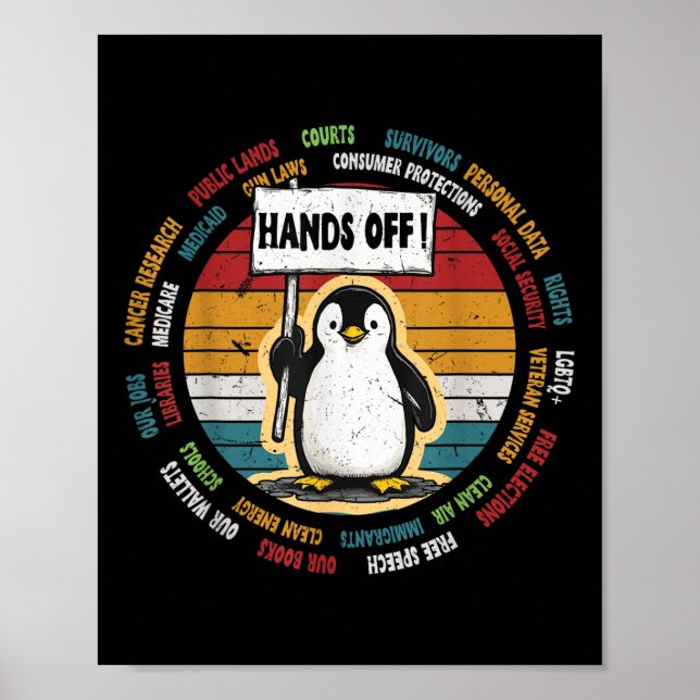 Poster Drôle de résister à Penguin protestation contre le (Devant)