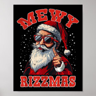 Poster Drôle de Rizzmas Santa Mewing Rizz Hommes Noël