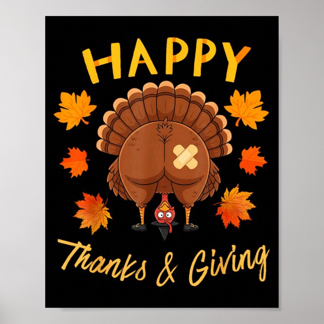 Poster Drôle de Thanksgiving Devinez quoi Cul de Dinde  (Devant)