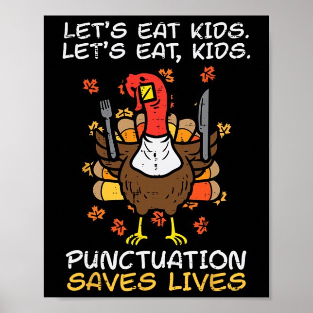 Poster Drôle de Thanksgiving Professeur Dinde Allons Mang (Devant)