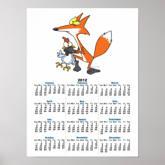 Poster drôle de vol de poulet renard voleur (Devant)