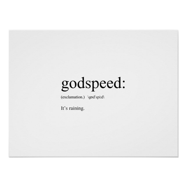 Poster Drôle définitions en anglais : Godspeed (Devant)