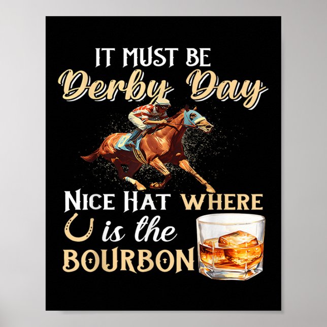 Poster Drôle Derby Day Nice Casquette Bourbon Où Horse Ra (Devant)