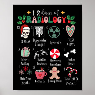Poster Drôle des 12 jours de radiologie Noël rayonner Xra